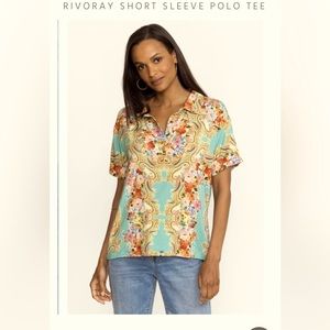 Johnny was Rivoray short sleeved blue polo tee